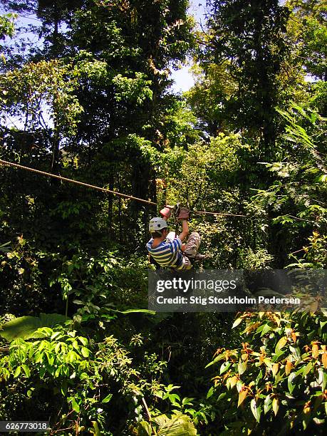 zip line in costa rica - la fortuna stock pictures, royalty-free photos & images