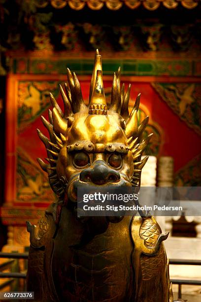 the forbidden city bronze statue - jilin province stock pictures, royalty-free photos & images