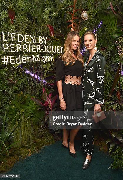 Models Elle Macpherson and Karolina Kurkova attend the L'Eden By Perrier-Jouet Rooftop Soiree With Karolina Kurkova on November 30, 2016 in Miami...