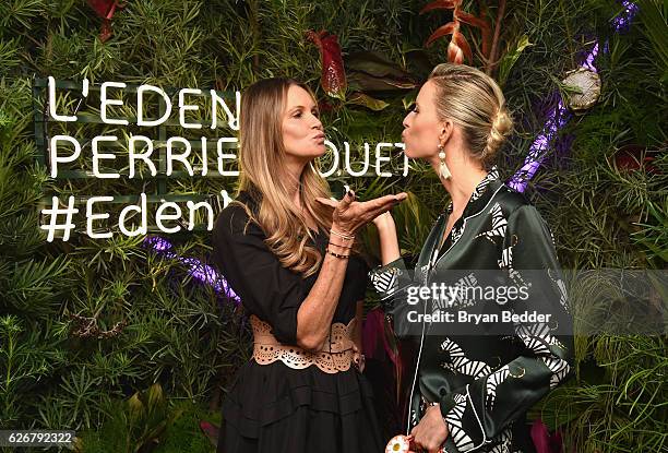 Models Elle Macpherson and Karolina Kurkova attend the L'Eden By Perrier-Jouet Rooftop Soiree With Karolina Kurkova on November 30, 2016 in Miami...