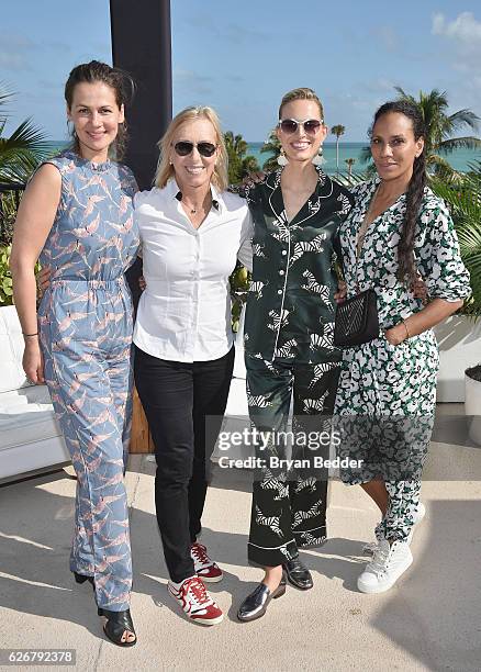 Former Tennis Pro Martina Navratilova, Model Karolina Kurkova, Designer Barbara Becker and guest attend the L'Eden By Perrier-Jouet Rooftop Soiree...