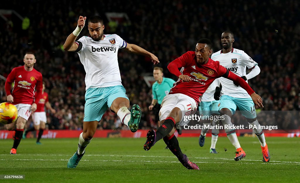 Manchester United v West Ham United - EFL Cup - Quarter Final - Old Trafford