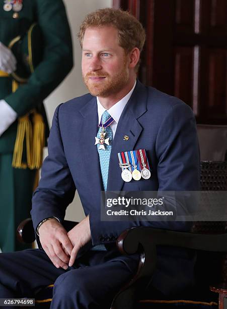 Prince Harry attends a Toast to the Nation Event on day 10 of an official visit to the Caribbean on November 30, 2016 in Bridgetown, Barbados. Prince...