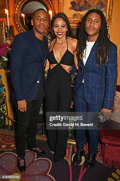 Reggie Yates, Emma McQuiston, Viscountess Weymouth, and Cobbie Yates attend the Sunday Times Style Christmas Party at Annabel's on November 30, 2016...