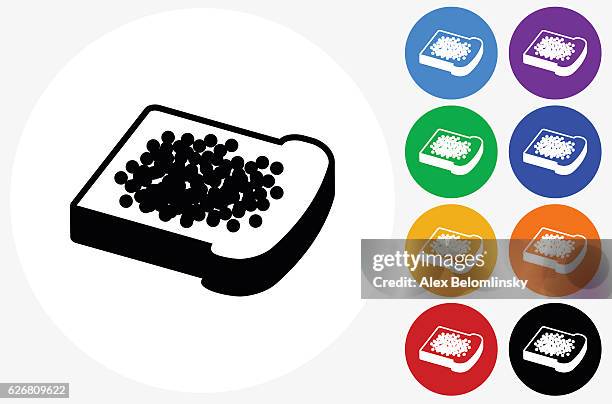 caviar icon on flat color circle buttons - caviar white background stock illustrations