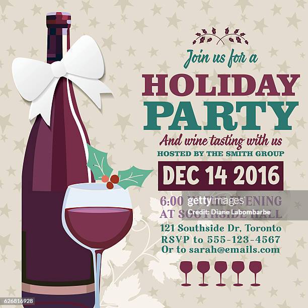 stockillustraties, clipart, cartoons en iconen met holiday party invitation template with wine tasting - wijn proeven