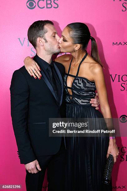 Actor Nicolas Duvauchelle and his wife Anouchka attend the 2016 Victoria's Secret Fashion Show. Held at Grand Palais on November 30, 2016 in Paris,...