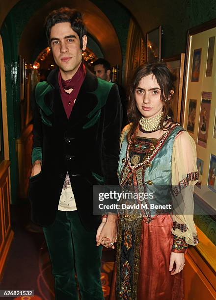 Thomas Cohen and Zoe Bleu attend the Sunday Times Style Christmas Party at Annabel's on November 30, 2016 in London, England.