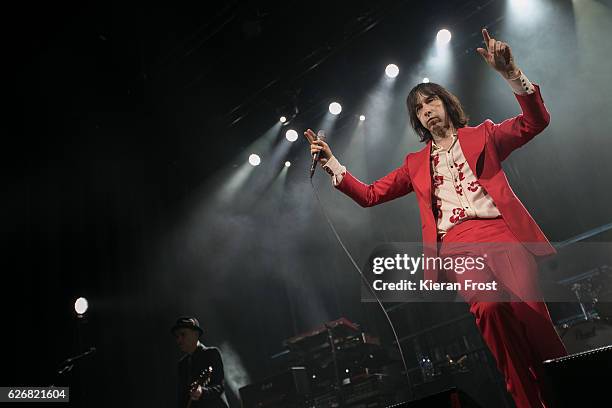 Andrew Innes and Bobby Gillespie of Primal Scream performs at the Olympia Theatre on November 30, 2016 in Dublin, Ireland.