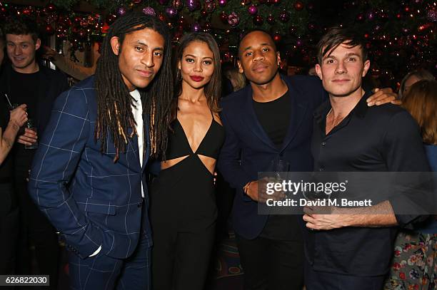 Cobbie Yates, Emma McQuiston, Viscountess Weymouth, Reggie Yates and Will Best attend the Sunday Times Style Christmas Party at Annabel's on November...