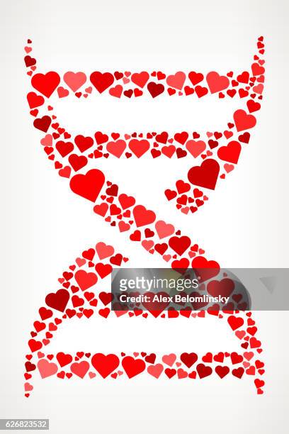dna cord red hearts love pattern - genetic variation stock illustrations