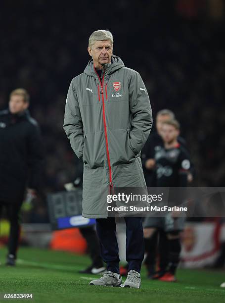 Arsenal manager Arsene Wenger during the EFL Quarter Final Cup match between Arsenal and Southampton at Emirates Stadium on November 30, 2016 in...