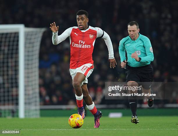 Alex Iwobi of Arsenal during the EFL Quarter Final Cup match between Arsenal and Southampton at Emirates Stadium on November 30, 2016 in London,...