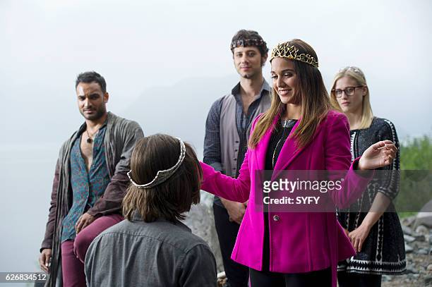 Night of Crowns" Episode 201 -- Pictured: Arjun Gupta as Penny, Hale Appleman as Eliot, Summer Bishil as Margo, Olivia Taylor Dudley as Alice --