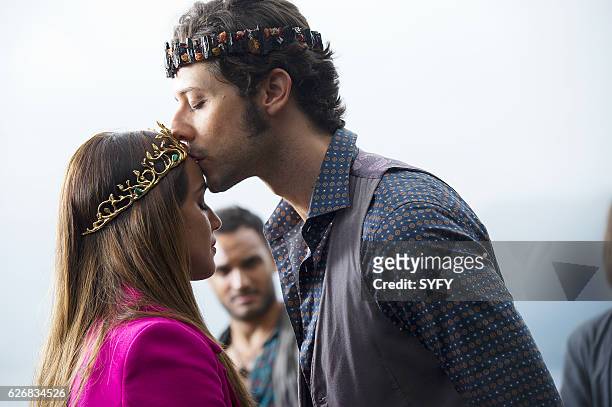Night of Crowns" Episode 201 -- Pictured: Summer Bishil as Margo, Hale Appleman as Eliot --