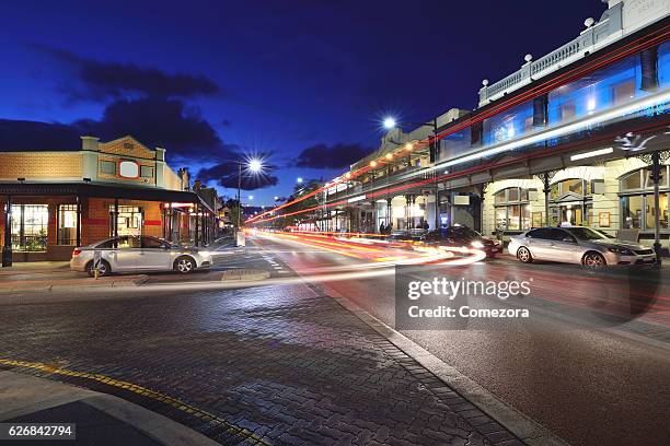 fremantle south terrace at sunset, fremantle, perth, australia - perth wa stock pictures, royalty-free photos & images