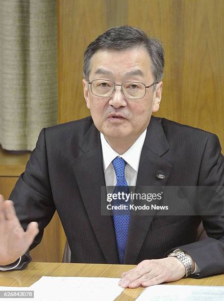 Japan - Kozo Takahashi, president of Sharp Corp., speaks in an interview in Osaka on Jan. 6, 2014.