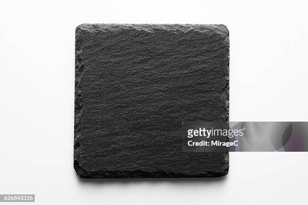 square shape slate stone coaster - slate rock stock pictures, royalty-free photos & images