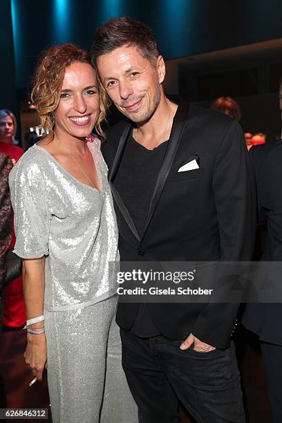 Michi Beck, Fantastische Vier and his wife Ulrike Fleischer during the Bambi Awards 2016 party at Atrium Tower on November 17, 2016 in Berlin,...