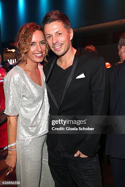 Michi Beck, Fantastische Vier and his wife Ulrike Fleischer during the Bambi Awards 2016 party at Atrium Tower on November 17, 2016 in Berlin,...