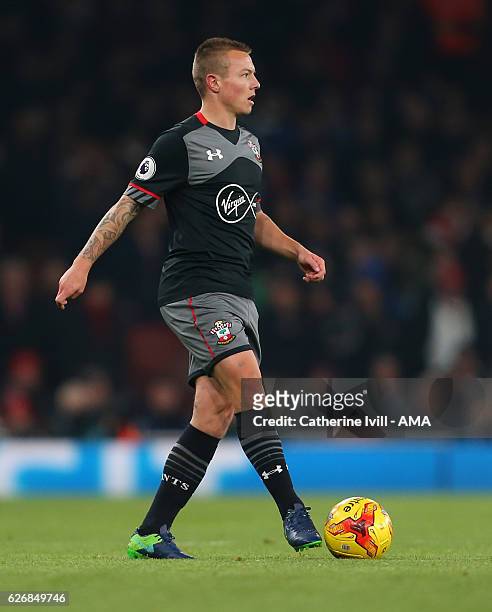 Jordy Clasie of Southampton during the EFL Quarter Final Cup match between Arsenal and Southampton at Emirates Stadium on November 30, 2016 in...