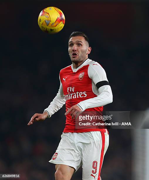 Lucas of Arsenal during the EFL Quarter Final Cup match between Arsenal and Southampton at Emirates Stadium on November 30, 2016 in London, England.