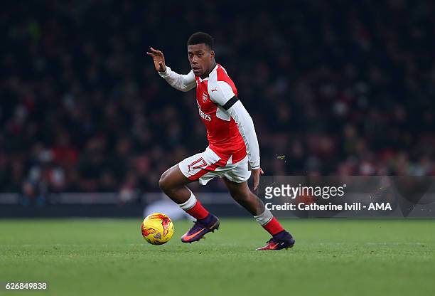 Alex Iwobi of Arsenal during the EFL Quarter Final Cup match between Arsenal and Southampton at Emirates Stadium on November 30, 2016 in London,...