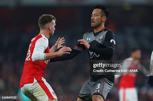 Maya Yoshida of Southampton during the EFL Quarter Final Cup match between Arsenal and Southampton at Emirates Stadium on November 30, 2016 in...