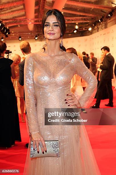 Shermine Shahrivar wearing a dress by Julien Fournie, clutsch Jimmy Choo, during the Bambi Awards 2016, arrivals at Stage Theater on November 17,...