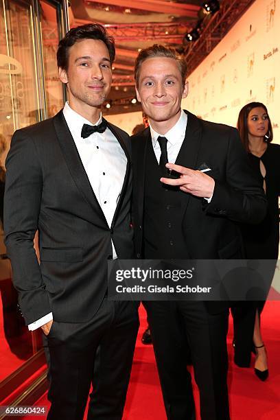 Florian David Fitz and Matthias Schweighoefer during the Bambi Awards 2016, arrivals at Stage Theater on November 17, 2016 in Berlin, Germany.