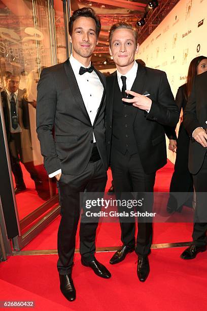 Florian David Fitz and Matthias Schweighoefer during the Bambi Awards 2016, arrivals at Stage Theater on November 17, 2016 in Berlin, Germany.
