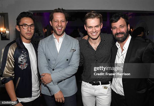 Ed Tang, Derek Blasberg, Mark Guiducci and Simon Hammerstein attend L'Eden By Perrier-Jouet Cocktail Party With Derek Blasberg on November 30, 2016...