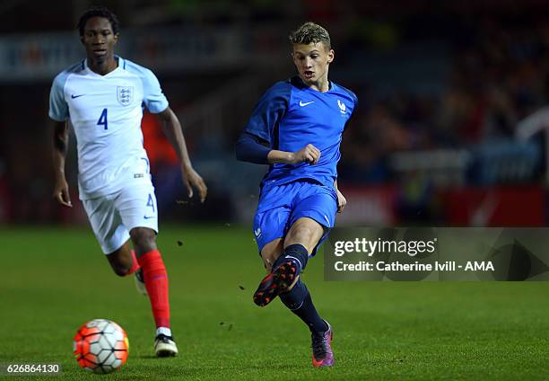 Mickael Cuisance of France U18 during the U18 International Friendly match between England and France at London Road Stadium on November 14, 2016 in...