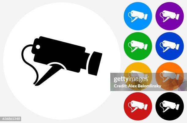 security camera icon on flat color circle buttons - security camera isolated stock illustrations