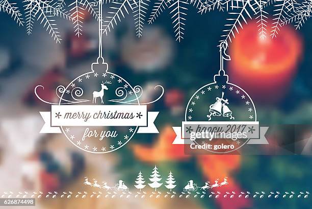 ilustrações de stock, clip art, desenhos animados e ícones de vintage christmas balls on blurred festive background - christmas decore candle