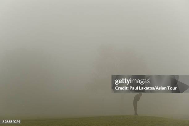 General view as fog delays the start of round one of the Panasonic Open India at Delhi Golf Club on December 1, 2016 in New Delhi, India.