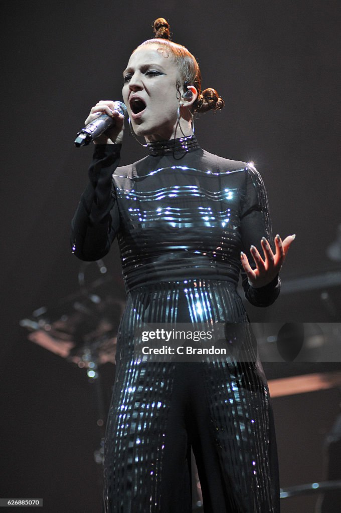 Jess Glynne performs on stage at the O2 Arena on November 30, 2016 in ...
