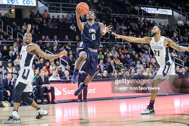 Jaleen Smith Guard for University of New Hampshire shoots the lay-up during the game between the Providence College Friars and the University of New...