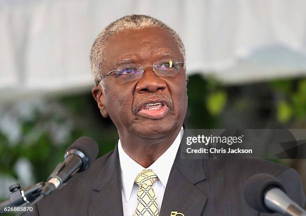 Barbados Prime Minister Freundel Stuart attends a Toast to the Nation Event on day 10 of an official visit to the Caribbean on November 30, 2016 in...