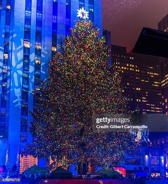The 94-foot-tall Rockefeller Center Christmas tree and the Swarovski Star are lit during the 84th Annual Rockefeller Christmas Tree Lighting Ceremony...