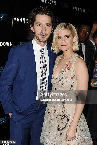 Actor Shia LaBeouf and actress Kate Mara attend the premiere of "Man Down" at ArcLight Hollywood on November 30, 2016 in Hollywood, California.