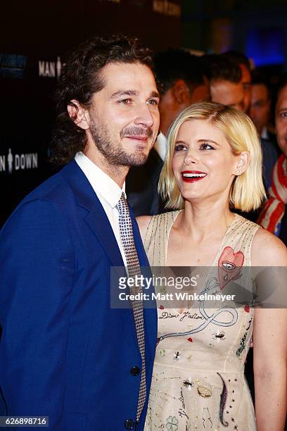 Actors Shia LaBeouf and Kate Mara attend the premiere of Lionsgate Premiere's "Man Down" at ArcLight Hollywood on November 30, 2016 in Hollywood,...