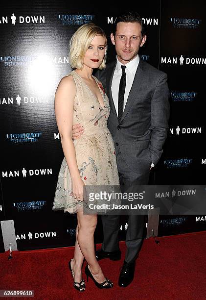 Actress Kate Mara and actor Jamie Bell attend the premiere of "Man Down" at ArcLight Hollywood on November 30, 2016 in Hollywood, California.