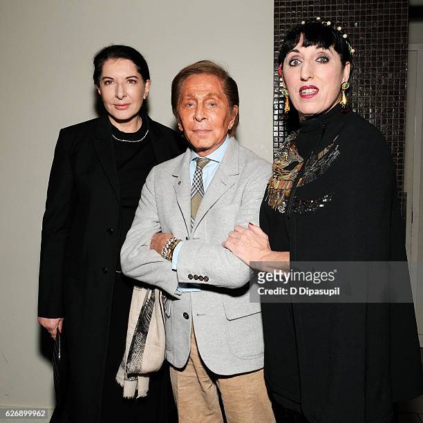 Marina Abramovic, Valentino, and Rossy de Palma attend a screening of Sony Pictures Classics' "Julieta", hosted by The Cinema Society with Avion and...