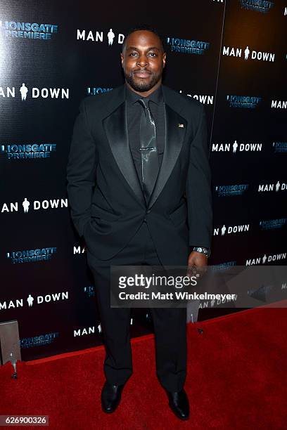 Actor Nick Jones Jr. Attends the premiere of Lionsgate Premiere's "Man Down" at ArcLight Hollywood on November 30, 2016 in Hollywood, California.