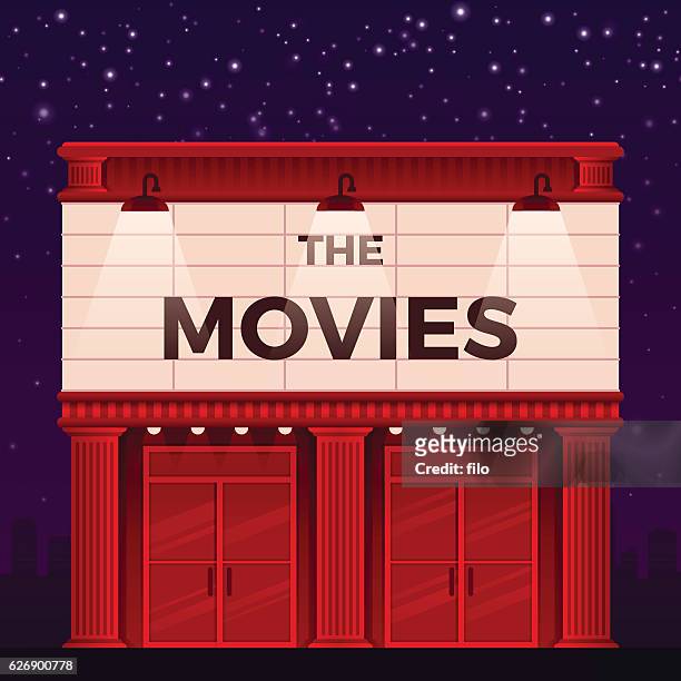 movie theater - theater marquee commercial sign stock illustrations