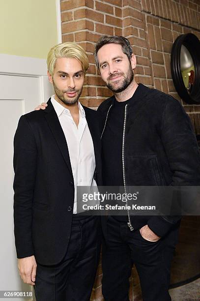 Joey Maalouf and Bobby Schuessler attend The Zoe Report's Box of Style Winter Edition Dinner at Chateau Marmont on November 30, 2016 in Los Angeles,...