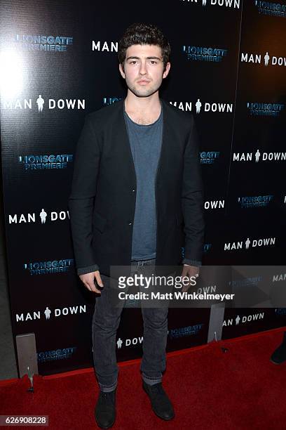 Actor Ian Nelson attends the premiere of Lionsgate Premiere's "Man Down" at ArcLight Hollywood on November 30, 2016 in Hollywood, California.