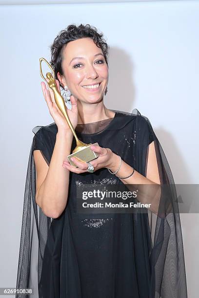 Ursula Strauss presents her award at the Look Women of the Year Awards at City Hall on November 30, 2016 in Vienna, Austria.