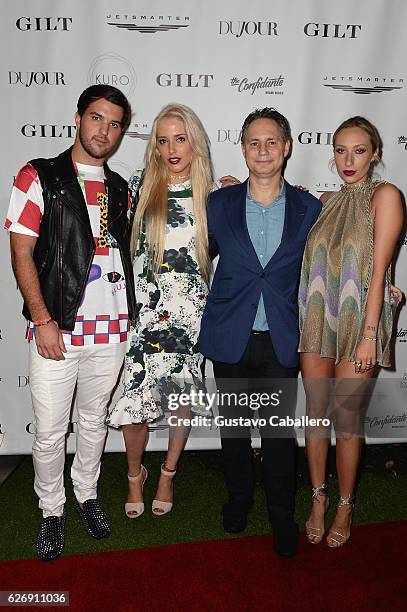 Andrew Warren, Karen Shiboleth, DuJour founder Jason Binn and Gaia Matisse attend the DuJour Media, Gilt & JetSmarter party to kick off Art Basel at...